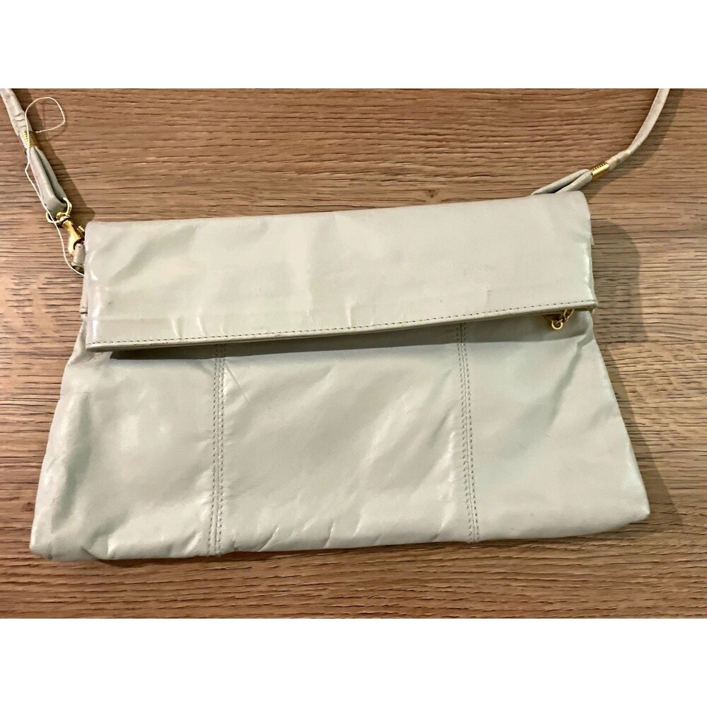 Vintage Leather Expressions Sage Green Convertible Crossbody Clutch Purse Boho